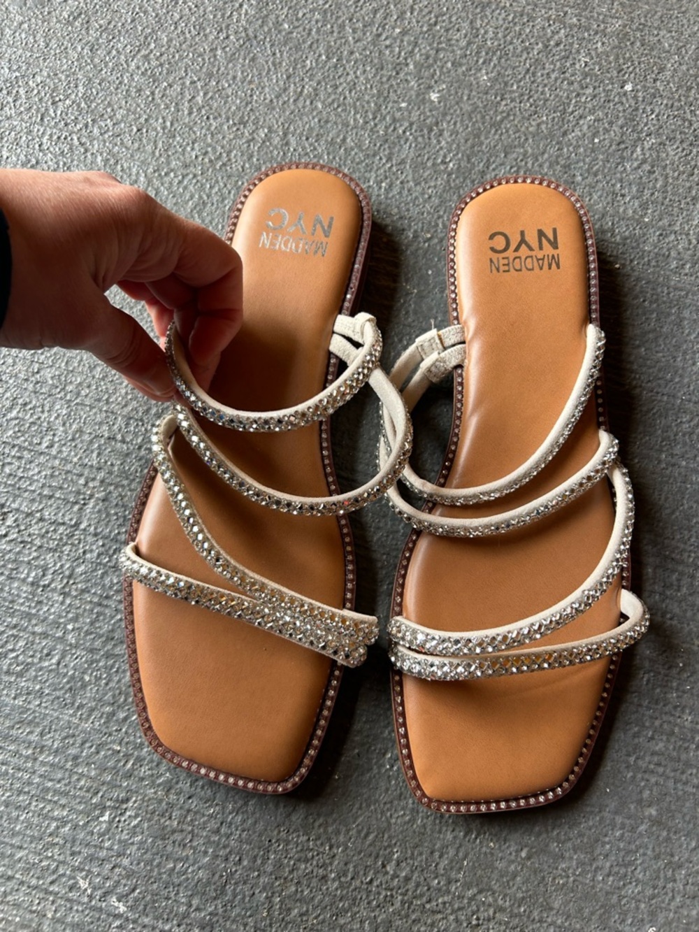 Steve Madden Silver Crystal Strappy Sandals - Picture 8 of 9